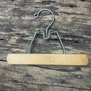 Lot 2 Vintage Wood Clamp Pants Hangers Montrose USA Gray Felt Pad Mid Century